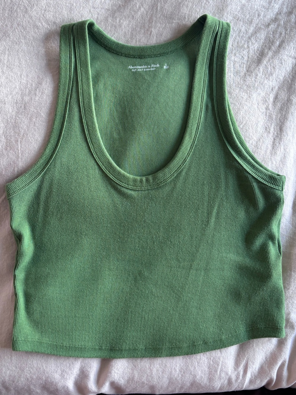 Abercrombie & Fitch Green Ribbed Cropped Tank Top
